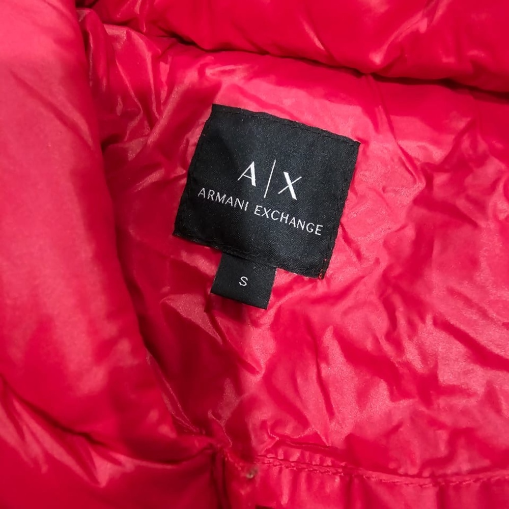 Armani Exchange Red Puffer Jacket Lightweight Quilted Design - Picture 2 of 5